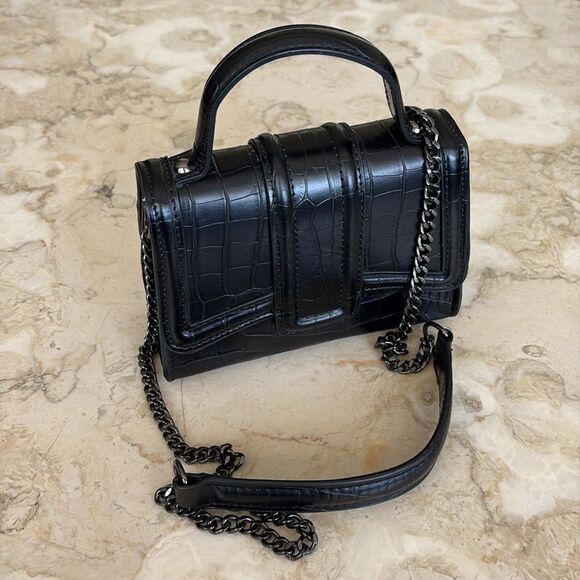 Zara Croc Embossed Vegan Leather Mini City Satchel Shoulder Bag - Picture 6 of 15